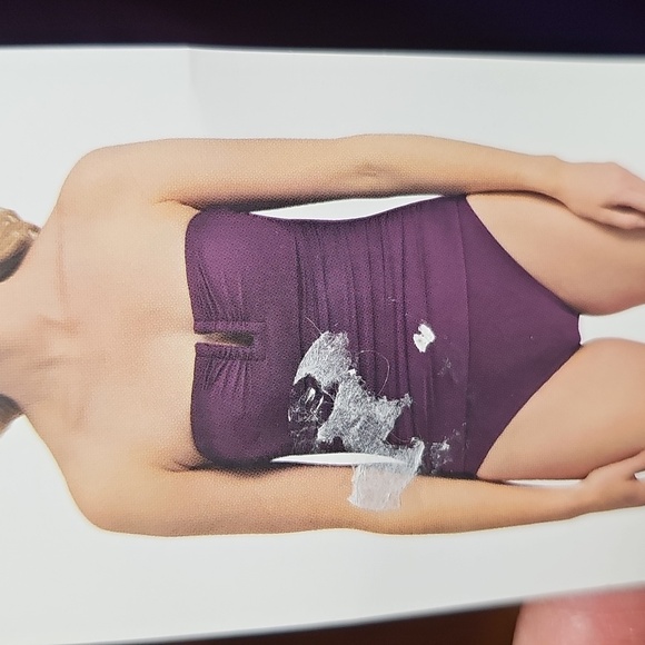 DKNY Purple One-Piece Swimsuit with Ruched Front - Picture 4 of 4